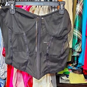 Black Structured Mesh Corset Top